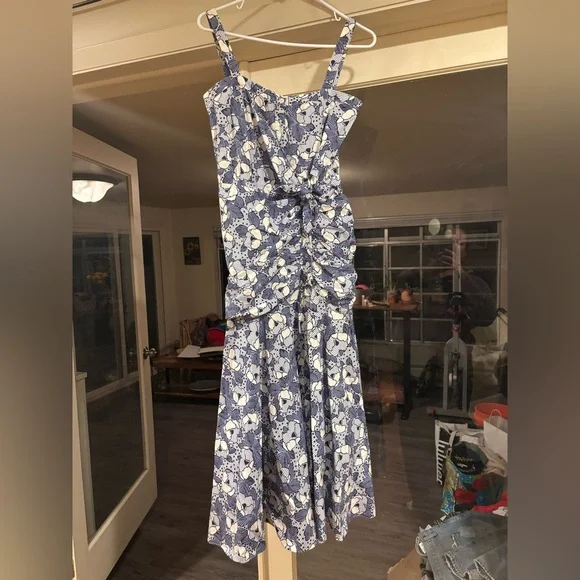 EUC Veronica Beard Cotton Marena Blue and White Dress Women's Size 2 - Picture 3 of 4